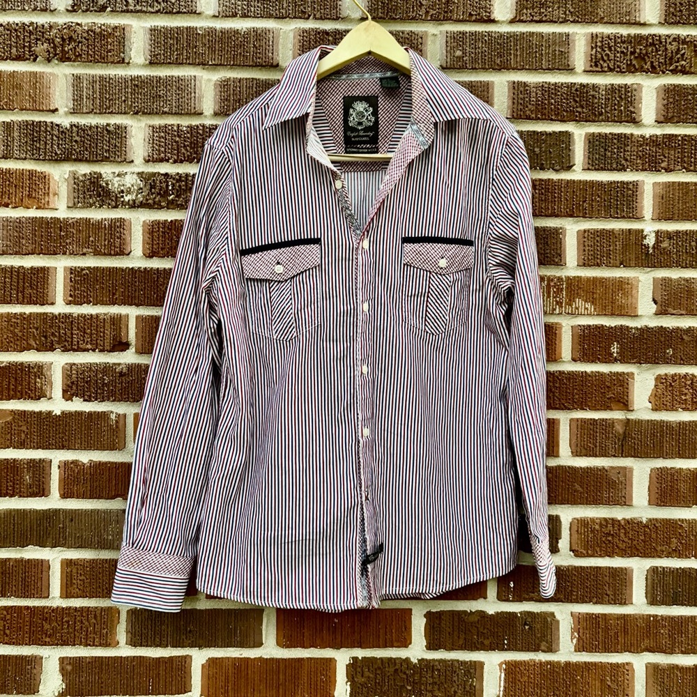English Laundry Blaque Label Size S Check Pattern Flip Cuffs Long Sleeve